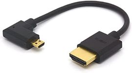 GLHONG Angled Micro HDMI to HDMI Cable, Micro HDMI Male to HDMI Male Extension Cord 1080P 3D 4K 60Hz Ethernet Adapter Connector 15CM (Left)