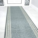 Bravich RugMasters Greek Grey Rubber Backed Non Slip Machine Washable Very Long Hallway Hall Runner Narrow Rugs Custom Length Stair Mats 2'2"x6'FT (66x183cm)