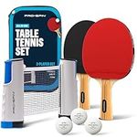 PRO SPIN All-in-One Portable Ping Pong Paddle Set (2-Players) | Table Tennis Set | Retractable Ping Pong Net (Up to 72" Wide) | Premium Paddles | 3-Star Balls | Storage Case | Game Table | Gift