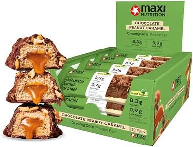 MaxiNutrition 12-Pack Barritas de Proteína Vegana sin Azúcar Añadido - Triple Capa, Chocolate Oscuro, Cacahuete y Caramelo, 8.3g Proteína, Almendra y Soja, Hechas en Alemania, Sin Aceite de Palma