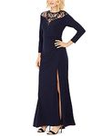 Adrianna Papell Women's Jersey Gown with Sequin Yoke, Midnight, 14