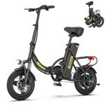 Hidoes C5 Folding Electric Bike for Adults/Teens,14" Portable E bike with Removable Battery 60KM Range Up to 25KM/H,Front Shock Absorber,Foldable Ebike with Rear Frame