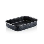 Westinghouse Roasting Tin, Casserole Dish 30 Centimeters with Black Marble Finish, Baking Trays for Oven Non-Stick Dishwasher Safe, Roasting Tray