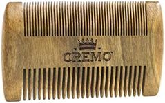 CREMO - Premium Beard Comb For Men, 100 Percent Natural Wood With Woody Fragrance