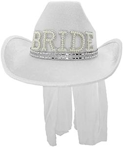 Nicky Bigs Novelties Western Bride to Be Cowgirl Hat With Veil - Bachelorette Party Supplies, White, One Size