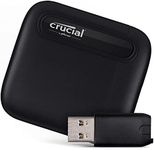 Crucial X6 1TB Portable SSD with USB-A adapter - Up to 800MB/s - PC and Mac - USB 3.2 External Solid State Drive - CT1000X6SSD9