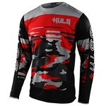 Men's Cycling Jersey MTB Tops,Motocross Shirt Long Sleeve MX MTB Mountain Bike Lightweight Materials, Breathable Material (Red,XXL)