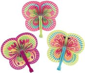 Fun Express Butterfly Shaped Folding Fans - Set of 12 - Favors and Party Supplies