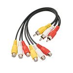 AV Cable Splitter, 3 RCA Male Jack to 6 RCA Female Plug Splitter Audio Video Av Adapter Cable Composite Video Splitter Adapter Output Cables Cord