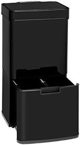 KLARSTEIN Touchless - Poubelle en acier inoxydable, capteur, capacité 72 litres, 4 bacs : 43 & 2 x 12,5 litres, ouverture et fermeture automatique - noir