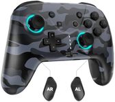 Enhanced Wireless Switch Controller with Hall Joysticks/Macro/6-Axis Gyro/Vibration/Turbo, Bluetooth Gaming Controller for Switch, Windows PC, Android, iPhone, iPad, macOS, TV and Steam, Black Camo