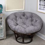 Klear Vu Solid Microsuede Papasan Chair Cushion for Living Room, Bedroom, Nursery or Home Office, 45" x 6" Seat Pad, 45" Diameter, Gray