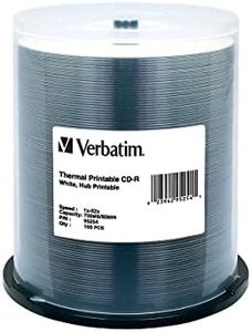 Verbatim CD-R 700MB 52X White Thermal Printable, Hub Printable - 100pk Spindle