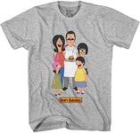 Bob's Burgers Mens Logo T-Shirt Mens Fashion Shirt - Bob, Tina & Louise Belcher, Heather Grey, XX-Large