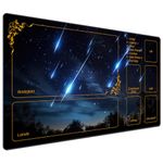 DEGDFSGR for MTG Playmat with Zones 24 x 14 inches for TCG Playmat Non-Slip Rubber Base Commander Playmat for Magic The Gathering Playmat Iorcana Trading Card Game, Blue Sky Meteor Streaks