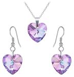 Via Mazzini Never Fading Crystal Heart Dangle Earrings And Necklace Set Birthday Anniversary Valentines Day Gift for Women & Girls (NK0998)