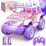 DEERC Pink Remote Control Car for Girls with Fog Mist & Music, 1:16 RC Car with LED Lights for Kids, 2.4Ghz All Terrain SUV Truck Gifts, Off-Road Racing Vehicle Toy Car, Girls Toys