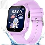 Kids Smart Watch Gift for Girls Ages 3-12, IP67 Waterproof, 32 Puzzle Games, HD Touchscreen Dual Camera Video Pedometer Music Player, Kids Watch Toy Birthday Gifts for Girls Ages 5 6 7 8 9 10 (Purple)