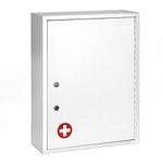AdirMed Locking Medicine Cabinet Wall Mounted First Aid Cabinet with Lock, Lockable Wall Medicine Cabinet with Dual Lock and Dual Keys, 21" H x 16" W x 6" D, White