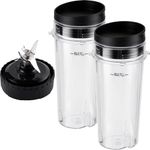 Equust 5-piece Ninja Blender Cups Replacement Single Serve 16oz Cups with Sip & Seal Lids, 6 Fins Extractor Blade Compatible with Nurti Ninja Blenders Pro BL660 BL663 BL663CO BL665Q BL740 BL770