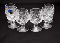 Set of 6 Russian Cut Crystal Shot Glasses on Short Stem 50ml Hand Made