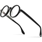 HEPIDEM Acetate Men Vintage Round Optical Glasses Frame Spectacles Eyeglasses Zolman (Black Big 46mm)