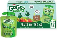 GoGo squeeZ Fruit on the Go, Apple Apple, 3.2 oz (Pack of 12), Unsweetened Fruit Snacks for Kids, Gluten Free, Nut Free and Dairy Free, Recloseable Cap, BPA Free Pouches