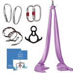 Aum Active Aerial Silks Starter Kit - Durable 9 Yards of Aerial Yoga Hammock with Hardware & Guide - Aerial Swing for Acrobatic Flying Yoga & All Levels (Aerial Rigging Point Up to 15ft)