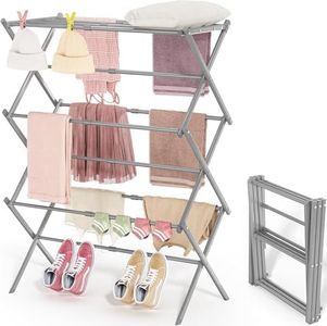 Clothes Drying Rack, 3-Tier Laundry Drying Rack for Clothes, Expandable Metal Clothing Dryer, Collapsible Towel Rack, Air Drying Rack, Indoor and Outdoor Use