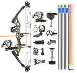 surwolf Compound Bow Fishing Bow 30~55LBS Adjustable Archery Bow and Arrow Set Hunting Bow Shooting Bow Bowfishing Left/Right Handed for Archery Outdoor (Army Green set3, Left)