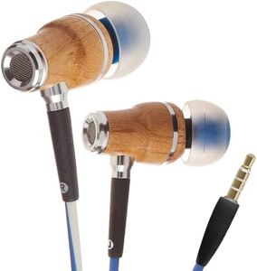 Symphonized NRG X Earphones Wired with Mic -Wood Earbuds with Microphone, Stereo in Ear Headphones for Computer, Android, PC & Laptop, Noise Isolating Ear Buds 3.5 mm Jack, Ear Phones Corded (Blue)