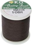 KO Nylon Beading Thread, Dark Brown Color, Japanese Pre-Waxed 100% Nylon, 330TEX, Tangle Resistant Knotting Cords, 50m /55 yds Spool, Use for Seed Bead Projects, Loom Work & Bead Weaving