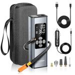 Cocosun Tire Inflator Portable Air Compressor, 2X Faster Inflation [9400mAh Battery & 12V DC Cord] Car Tire Pump with LCD Display, 150PSI Electric Air Pump for Car SUV MPV RV Bike Ball, Grey