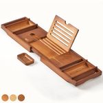 XcE Bathtub Caddy Tray (Brown)- Bamboo Wood Bath Tray and Bath Caddy for a Home Spa Experience