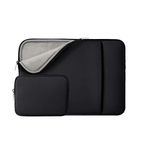 RAINYEAR 15.6 Inch Laptop Sleeve Case Soft Lining Bag with Pocket & Accessories Pouch, Compatible with 15.6" Dell HP ThinkPad Lenovo Asus Acer Samsung Notebook Chromebook (Black, Upgraded Version)