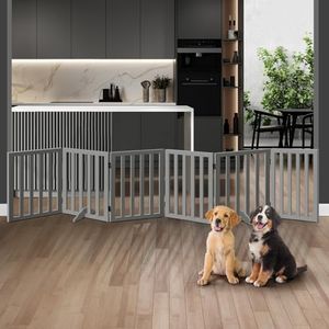 Alopet Dog Gate with Support Leg Pet Gate Fence 284 x 60.5 x 2cm Grey