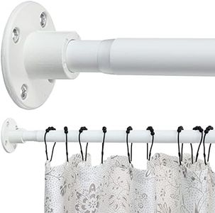 White Shower Curtain Pole - Adjustable Frosted Shower Curtain Rods 74cm-127cm, Heavy Duty Shower Rods for Bathroom, Closet, Windows, Doorway, Bedrooms, Balcony, Patio and Laundry Room
