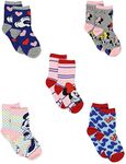 Minnie Mouse Girls Toddler 5 Pack Crew Socks (6-8, Grey/Multi)