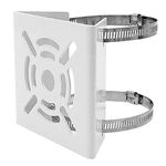 Raise Pole Mounting Bracket/Clamp for CCTV Security Camera Indoor Outdoor Universal Compatible with 2 Nos. Steel Looping Ring 100 MM Diameter (White)