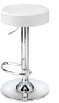 CRAFTSPEN Round Bar Stool PU Leather with Footrest 15.2x14x32.7 Height Adjustable Swivel Pub Chair Home Kitchen Bar stools Backless Stool (White)