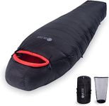 QEZER Winter Sleeping Bag for Adults, -20 Degree C Down Sleeping Bag for Cold Weather Camping and Mountaineering Outdoor with 650 FP Duck Down (1500g down, Black)