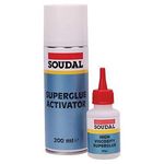 Soudal HIGH VISCOSITY SUPERGLUE 100g + ACTIVATOR 400ml Bonding MITRE Kit