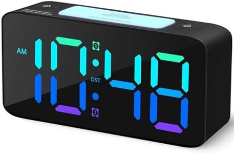 Super Loud Alarm Clock for Heavy Sleepers Adults,Digital Clock with 7 Color NightLight,Adjustable Volume,USB Charger,Small Clocks for Bedrooms Bedside,ok to Wake for Kids,Teens (Black+RGB)