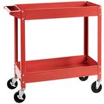 Amazon Basics Steel 2-Shelf Multipurpose Tub Utility/Supply Cart with 181 Kilograms capacity - Red