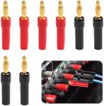 8PCS 4mm Banana Plugs Open Screw Type, 24K Gold Plated Banana Speaker Connectors Banana Cable Plugs Audio Jack Connector for Speaker Wire Sockets Amplifier Hi-Fi AV Receiver Stereo Home Theatre Audio