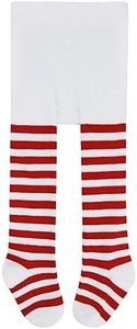 Komorebi Toddler Striped Tights Girls Christmas Stockings Dance Tight Halloween Sockings Elasticity Seamless Leggings Red &White 4-6 Years