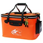 Fishing Bucket, 6Gallon/8Gallon/10Gallon Foldable Fish Bucket,Live Fish Container Multi-Functional Live Fish Bait Bucket,Outdoor Camping EVA Fishing Bag and Fish Protection Bucket (6Gallon, Orange)