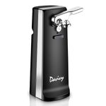 Davivy Can Opener Electric Extra-Tall, Stainless Steel 3-in-1 Can Opener with Knife Sharpener & Bottle Opener, Automatic One-Touch Operation, Wide Stable Base, Cord Storage (Black)