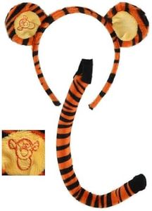 Disney Winnie The Pooh Tigger Ears Headband and Tail Costume Kit for Adults and Kids Standard Orange