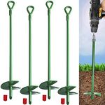 Cyleodo 18" Long Green Ground Anchor Kit(4 Pcs/Set), 3" Wide Helix,Heavy Duty Anchor Hook with Solid Steel Shaft，Best Choice for Swing Sets, Securing Animals,Camping Tent, Canopies, Car Ports, Sheds …